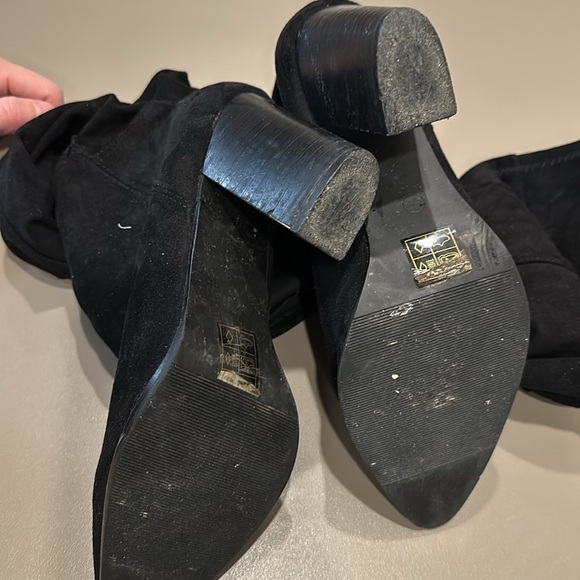 Over the Knee Suede Black Boot - Picture 3 of 3